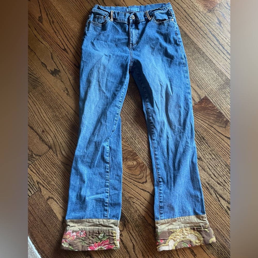 Custom Denim Tailor jeans with boho accents